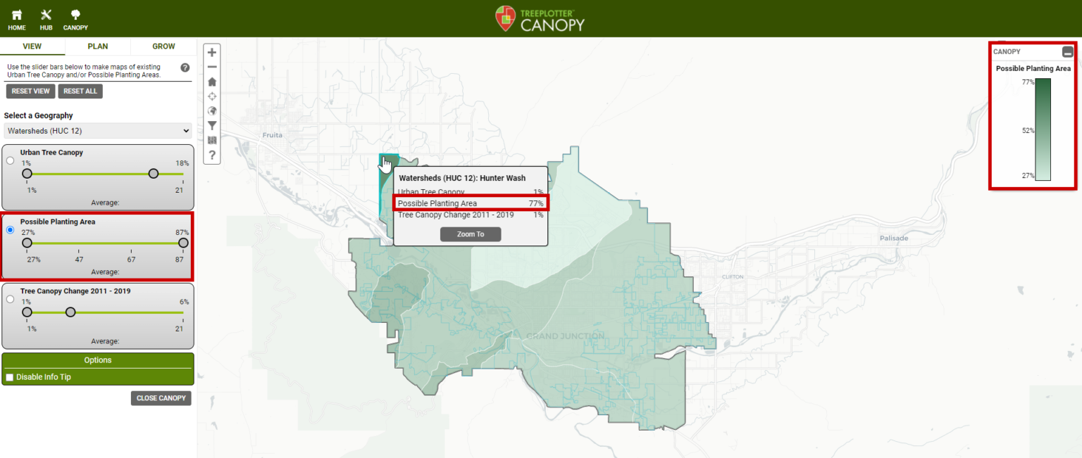 Possible Planting Area TreePlotter Support