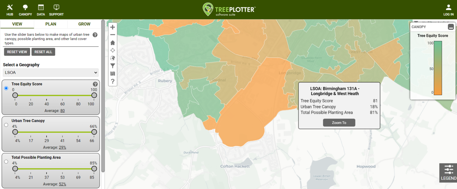 Tree Equity Score UK TreePlotter Support